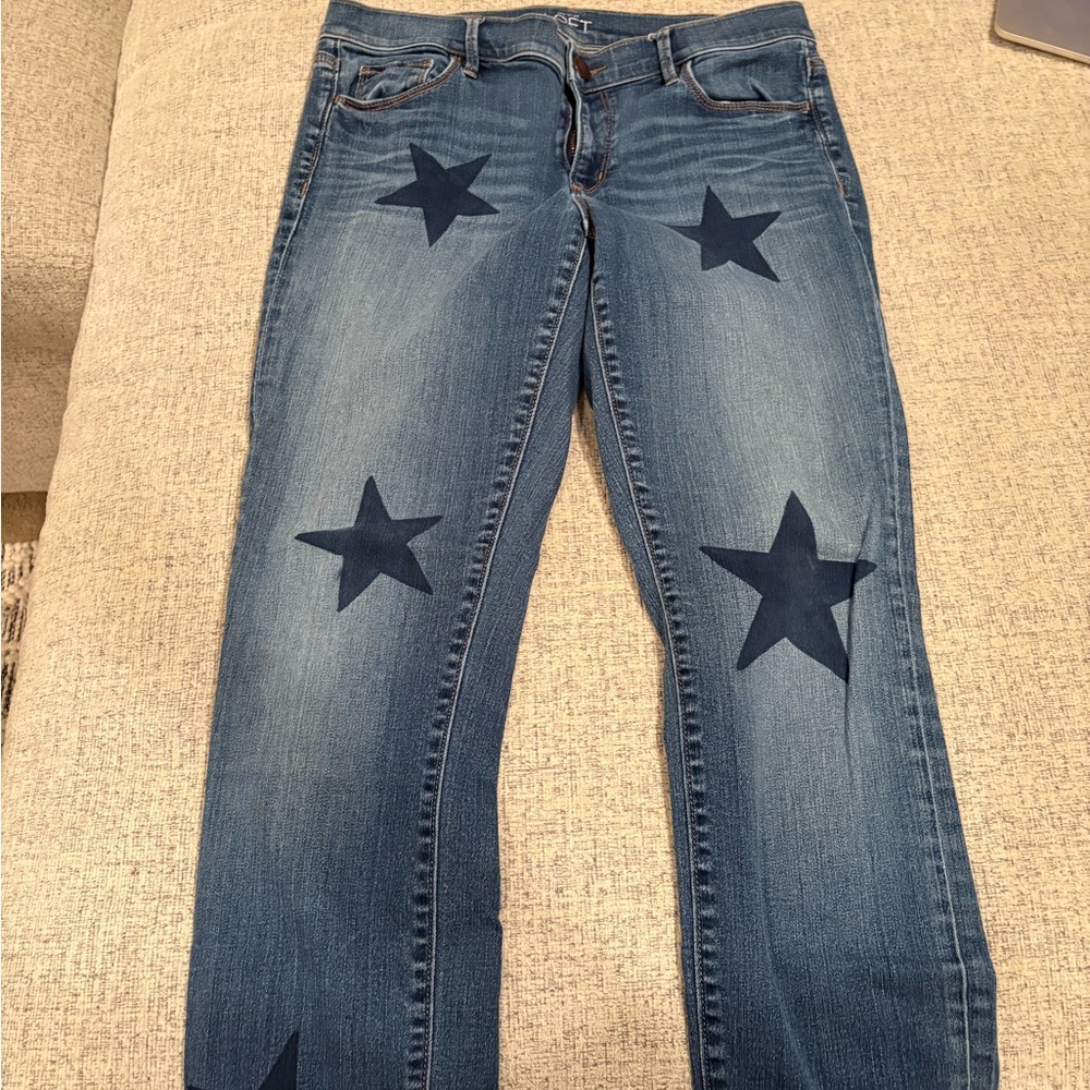 LOFT Blue Star Patterned Skinny Jeans